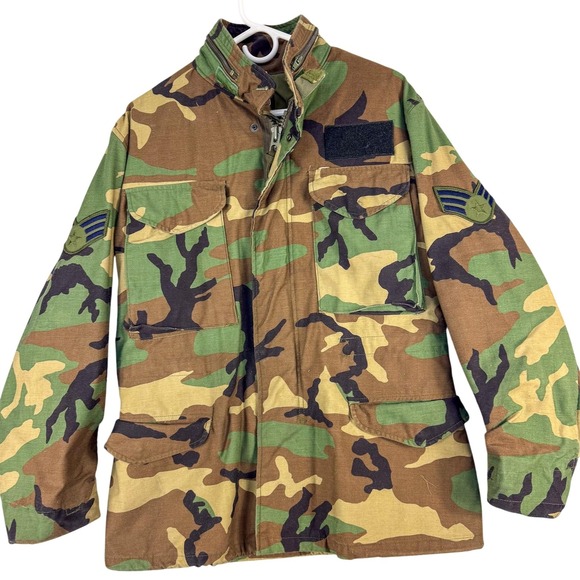 Vintage USGI Woodland Camo Cold Weather Field Jacket Mens Small Short Military‎